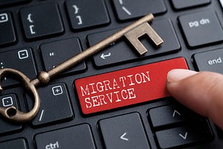 An image representing a migration service key on a keyboard