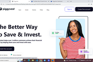 My SideHustle BootCamp Project: Building a Frontend Clone of the PiggyVest Website.