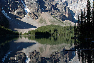 Reflections at Moraine Lake in Banff National Park, Canada