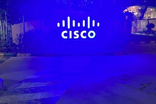 A Blue florescent Cisco Logo