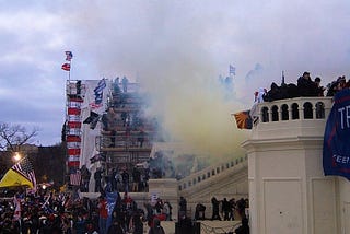 Tear gas outside the United States Capitol on 6 January 2021