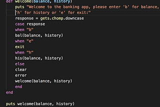 Banking with Ruby: Introduction to Methods: Part 1