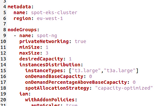 Configurando un cluster de AWS EKS usando nodos spot y con autoescalado