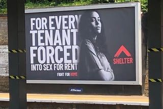 A Shelter billboard in the new brand design