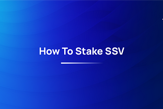 How To Stake SSV on Primus Testnet