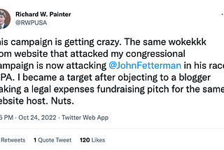 Woke KKK Monster Richard Painter Attacks Me Again For Exposing Hypocrisy of Democrats Supporting…