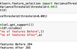 Variance Threshold for Feature Selection