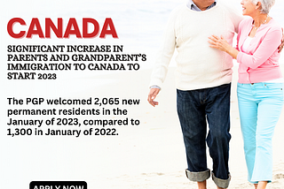 Significant increase in Parents and Grandparent’s immigration to Canada to start 2023