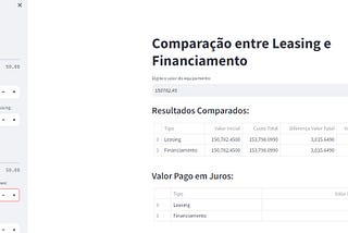 Aplicativo Financiamento ou Leasing