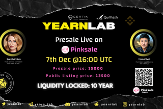 Yearnlab.com Presale/ILO will take place on PinkSale.finance!