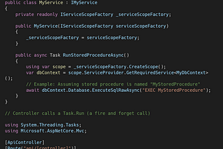 Injecting Services in a Long running async Task in ASP.NET Core