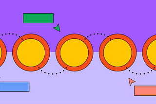 An abstract illustration of design process with five shapes placed one next to another.