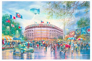 Yankee Stadium watercolor painting by Roustam Nour