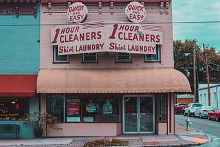 Laundromat on a street corner