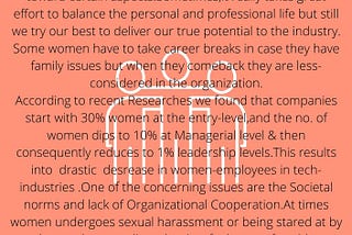 My Leadership Experience and Circumstances of Women in Tech!