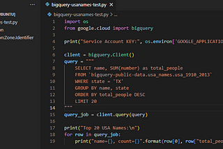 Run BigQuery SQL using Python API Client