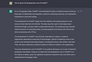 ChatGPT Costs Millions of Dollars, According to ChatGPT