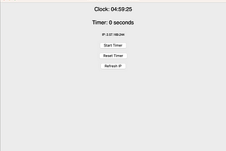 Screenshot of a GUI Timer with IP Address Tracker