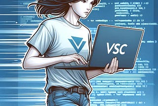 Developer using a laptop labeled VSC