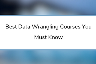 Best Data Wrangling Courses You Must Know in 2025