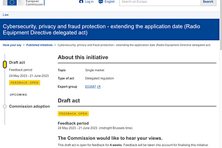 歐盟執委會討論 RED 無線設備指令資安要求實施時間至2025年