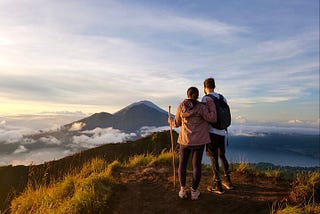 Hiking an active volcano in Bali