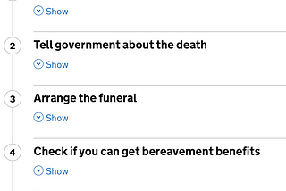 An extract from the ‘What to do when someone dies’ step-by-step service