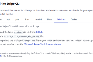 How to configure Stripe CLI for Windows