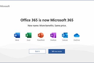 Office 365 new name is Microsoft 365