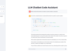 A screenshot of the LLM chatbot code assistant in streamlit.