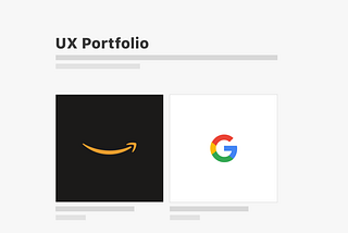 An illustration showing a UX Portfolio wireframe image with logos of Amazon and Google on it.