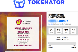 🐳 Bubbleton ICO with up to 60% Bonus on UMT Tokens — Only on Tokenator! 🐳