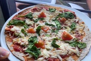 The resulting pizza of this recipe, made and taken by the author.