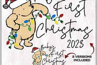 My First Christmas SVG, Winnie the Pooh SVG, Babys First Christmas SVG, Baby Christmas Svg, Cricut Cut Files, Silhouette Cutting File