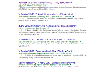 Voľby do VUC 2017, webové stránky politických strán a moja profesná deformácia