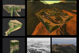 A 3D digital rendering of Ethiopian heritage sites, specifically the Lalibela Churches.