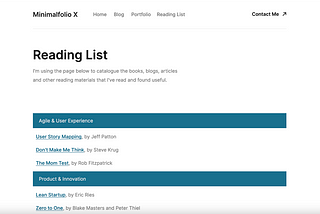 Building My Website (4): Reading List