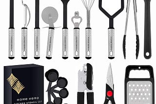 Home Hero Kitchen Utensil Set — 23 Nylon Cooking Utensils — Kitchen Utensils with Spatula — Kitchen…