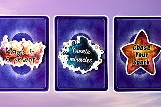 Three oracle pick a card piles: pile 1 — magic is a power, pile 2 — create miracles, and pile 3 — chase your spark
