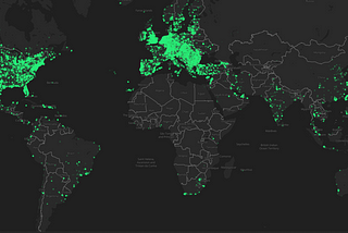 A world map showing the location of Helium hotspots