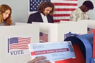 Three people voting at a precinct and by mail.