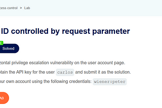 Access control vulnerabilities : APPRENTICE : User ID controlled by request parameter