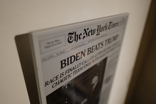 An updated daily front page of The New York Times as artwork on your wall