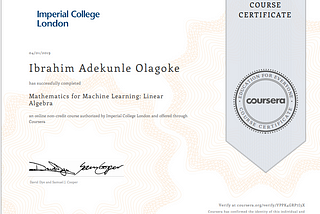 A Review of the Coursera Mathematics for Machine Learning: Linear Algebra