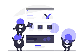 An illustration of cartoon characters literally organizing elements on a website.