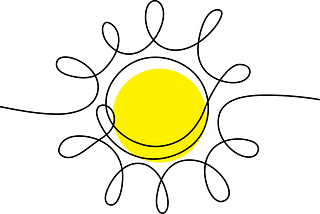A line art drawing of the sun, representing inclusion and energy.