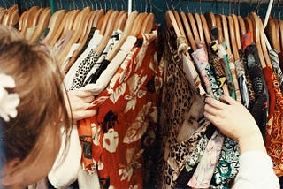 A girl browsing clothes