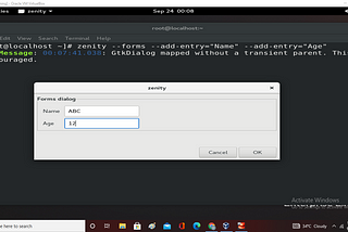 Zenity command in Linux