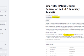 SmartSQL GPT: SQL Query Generation and NLP Summary Analysis