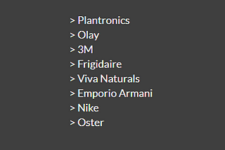 List of Brands we Deal with